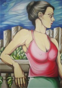Mulher na varanda - Óleo sobre tela (2007)