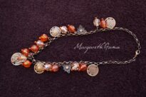 corrente cobre, pingentinhos e bolas de cristal Ref.247