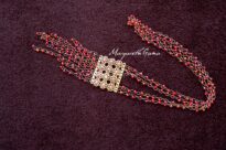 corrente de contas e pingente ouro velho e strass Ref.079