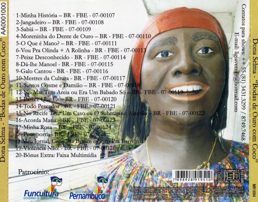 Contra-capa do CD Dona Selma: Bodas de Ouro Com o Coco
