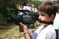 Gravando uma cena para o making of do vídeo.