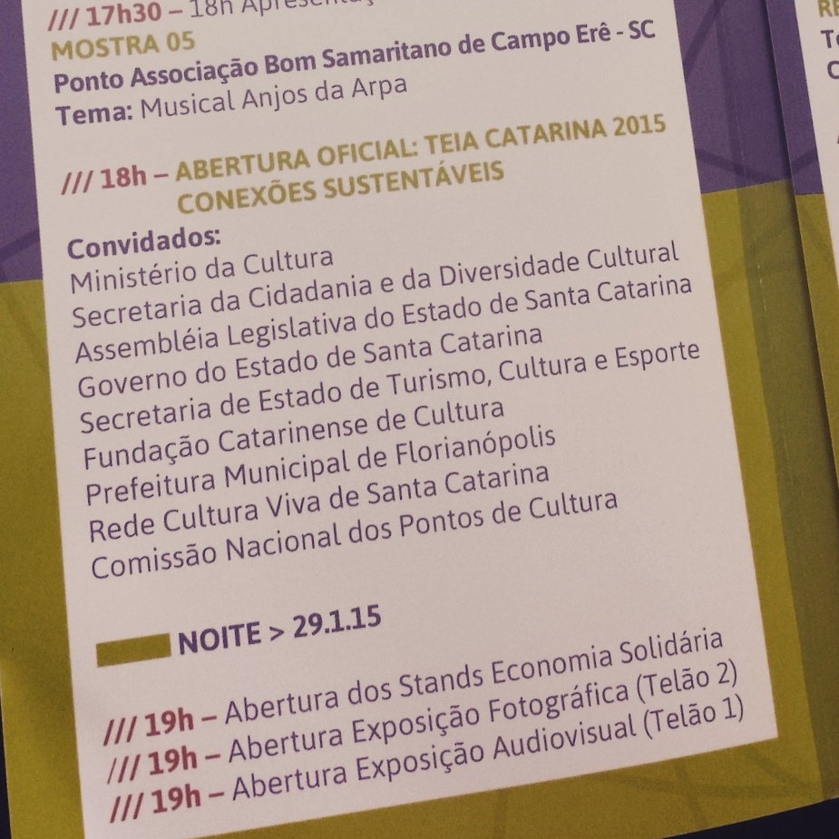 Programação da TEIA Catarina 2015